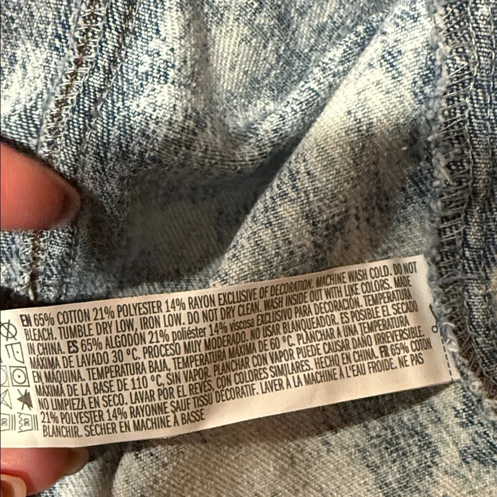 Medium AC/DC Denim Jacket with Corset back and Embroidered Patch - Picture 4 of 4